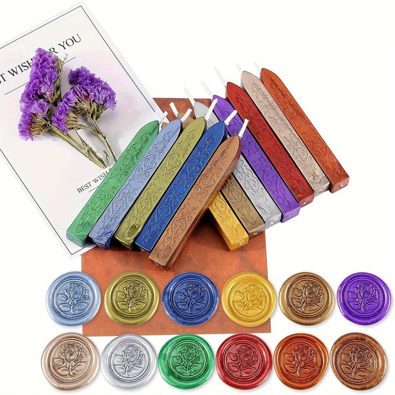 12pcs/bag Metallic Mixed Color - Wax Seal Stamp Kit ulasan dan harga